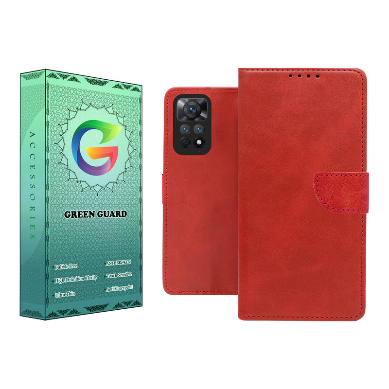 کیف کلاسوری گرین گارد مدل چرمی مگنتی کد RED-R10 مناسب برای گوشی موبایل شیائومی Redmi Note 11 Pro 4G / Note 12 Pro 4G