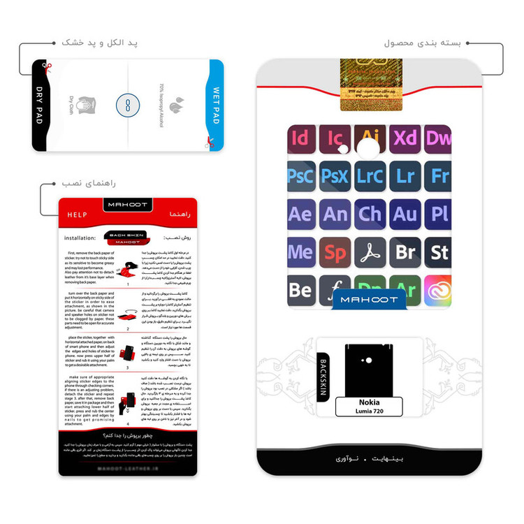 برچسب پوششی ماهوت مدل Adobe مناسب برای گوشی موبایل نوکیا Lumia 720