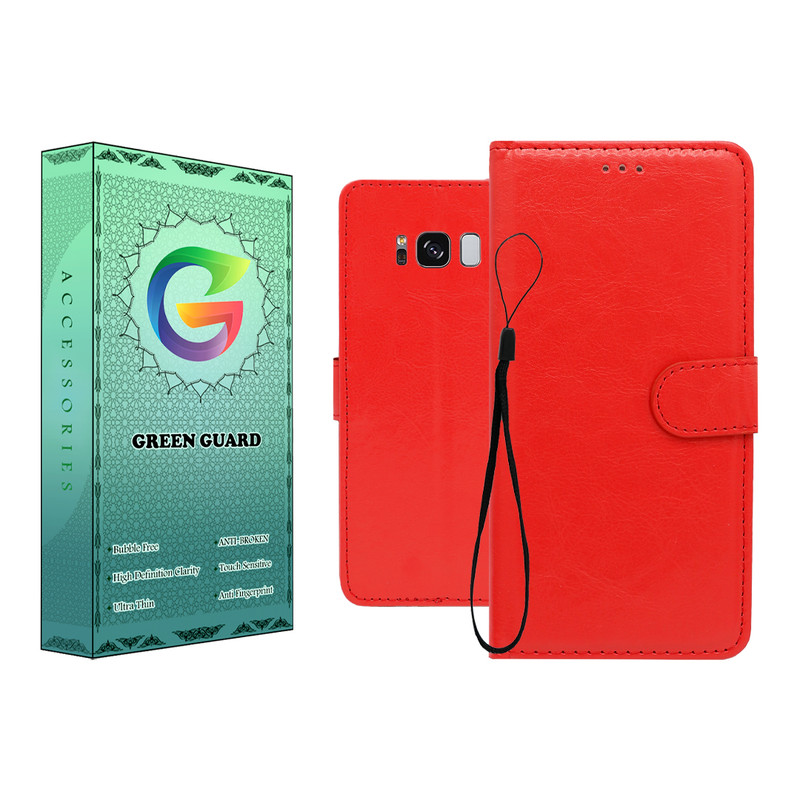کیف کلاسوری گرین گارد طرح چرمی مدل Landing مناسب برای گوشی موبایل سامسونگ Galaxy S8 به همراه بند آویز