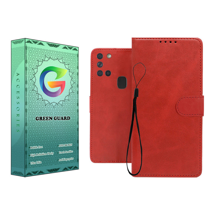 کیف کلاسوری گرین گارد طرح چرمی مدل Landing مناسب برای گوشی موبایل سامسونگ Galaxy A21S به همراه بند آویز
