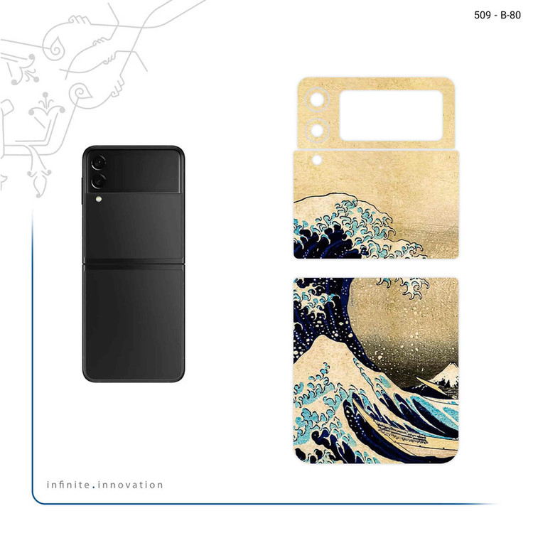 برچسب پوششی ماهوت مدل The Great Wave off Kanagawa of Hokusai مناسب برای گوشی موبایل سامسونگ Galaxy Z Flip3 5G