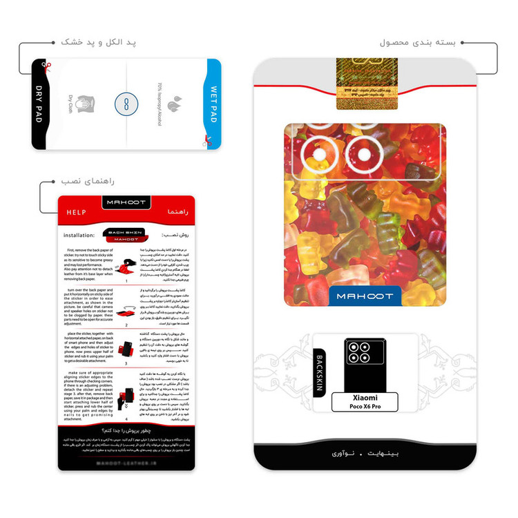 برچسب پوششی ماهوت مدل Gummi candy 1 مناسب برای گوشی موبایل شیائومی Poco X6 Pro