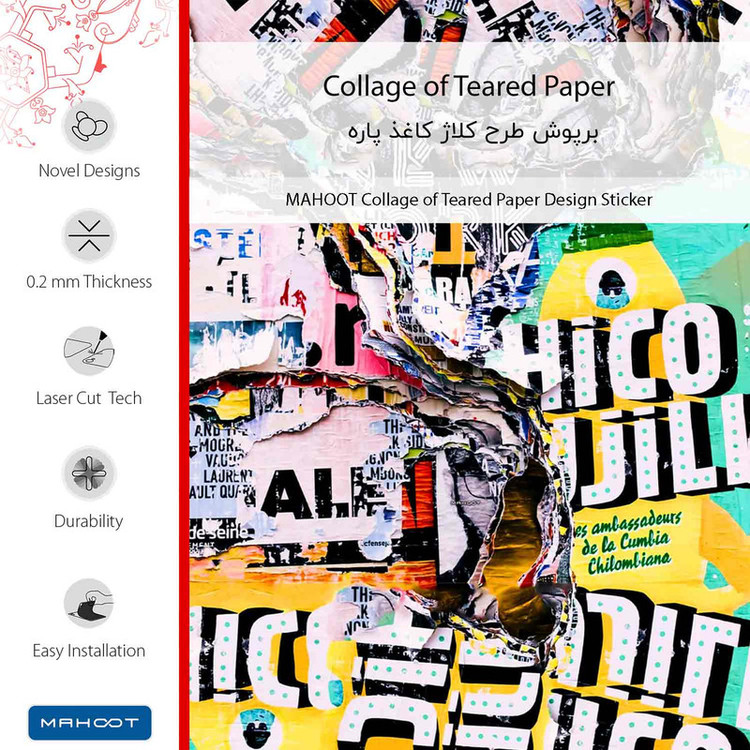 برچسب پوششی ماهوت مدل Collage of Teared Paper مناسب برای گوشی موبایل اچ تی سی Desire 816