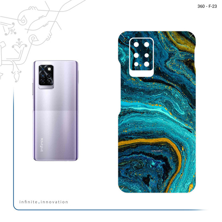 برچسب پوششی ماهوت مدل Turquoise marblewith golden streaks مناسب برای گوشی موبایل اینفینیکس Note 10 Pro