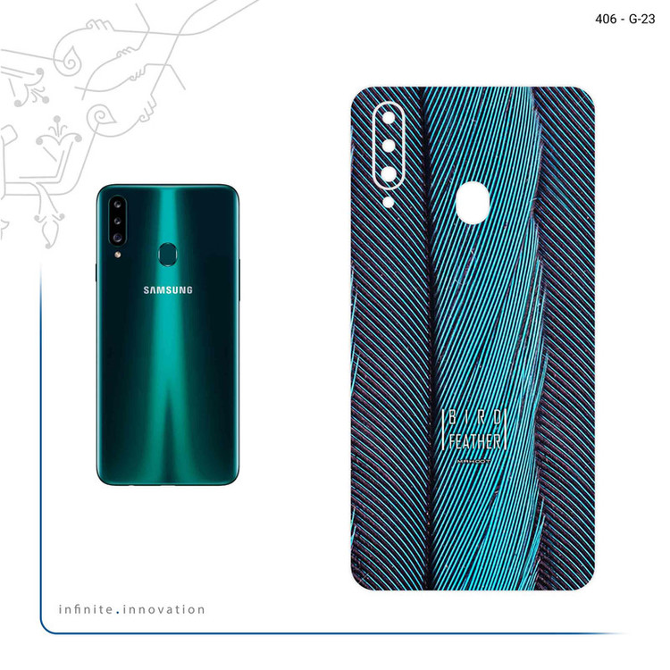 برچسب پوششی ماهوت مدل Turquoise feathers مناسب برای گوشی موبایل سامسونگ Galaxy A20s