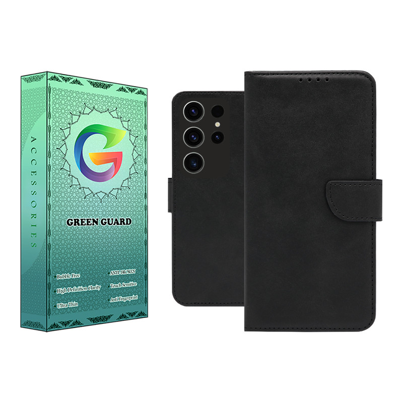 کیف کلاسوری گرین گارد مدل چرمی مگنتی کد Black-BB101 مناسب برای گوشی موبایل سامسونگ Galaxy S23 Ultra