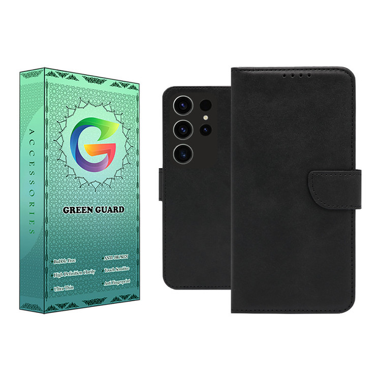 کیف کلاسوری گرین گارد مدل چرمی مگنتی کد Black-BB101 مناسب برای گوشی موبایل سامسونگ Galaxy S23 Ultra