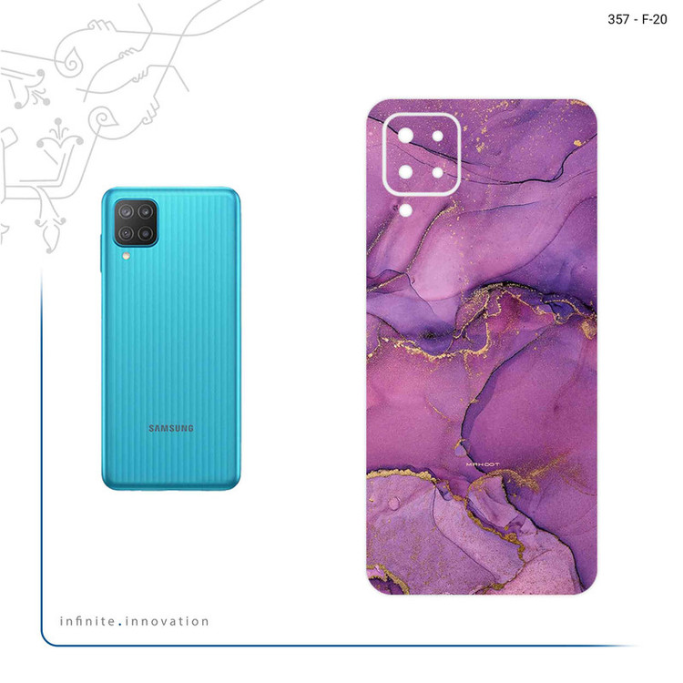 برچسب پوششی ماهوت مدل Purple Marble مناسب برای گوشی موبایل سامسونگ Galaxy F12