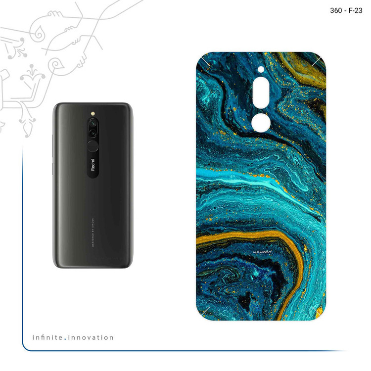 برچسب پوششی ماهوت مدل Turquoise marblewith golden streaks مناسب برای گوشی موبایل شیائومی Redmi 8