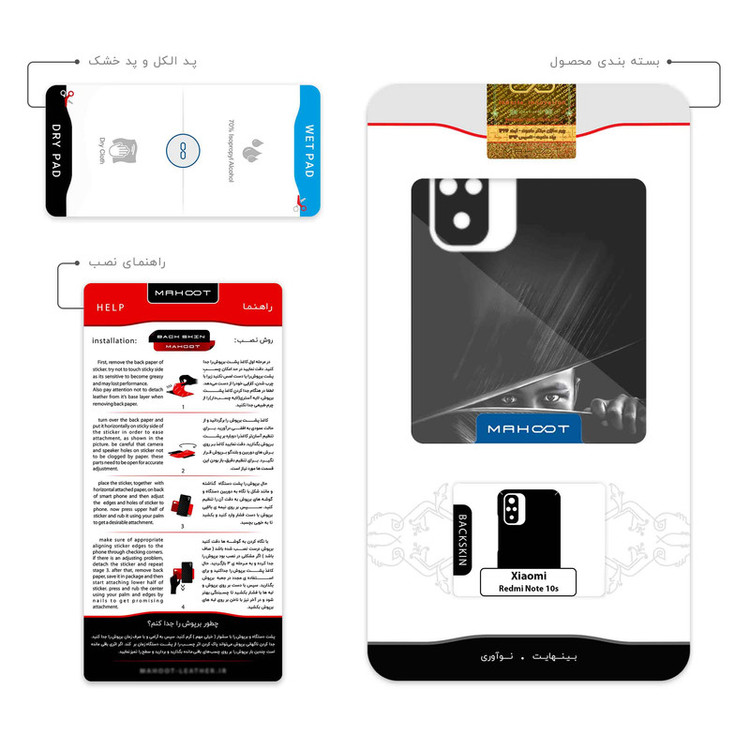 برچسب پوششی ماهوت مدل Black Portrait مناسب برای گوشی موبایل شیائومی Redmi Note 10s