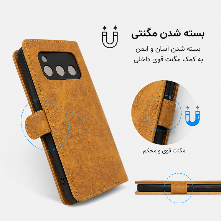 کیف کلاسوری گاردتک اساک مدل Prime مناسب برای گوشی موبایل شیائومی Redmi 15C 4G و Poco C85 به همراه بندآویز