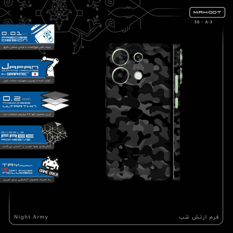 برچسب پوششی ماهوت مدل Night_Army-FullSkin مناسب برای گوشی موبایل شیائومی Redmi Note 13 4G