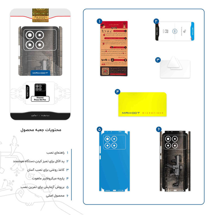 برچسب پوششی ماهوت مدل GUN-FullSkin مناسب برای گوشی موبایل شیائومی Poco X6 Pro