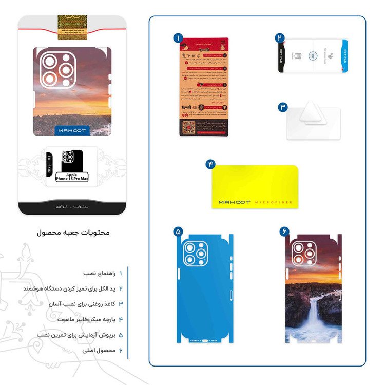 برچسب پوششی ماهوت مدل Waterfall-FullSkin مناسب برای گوشی موبایل اپل iPhone 15 Pro Max