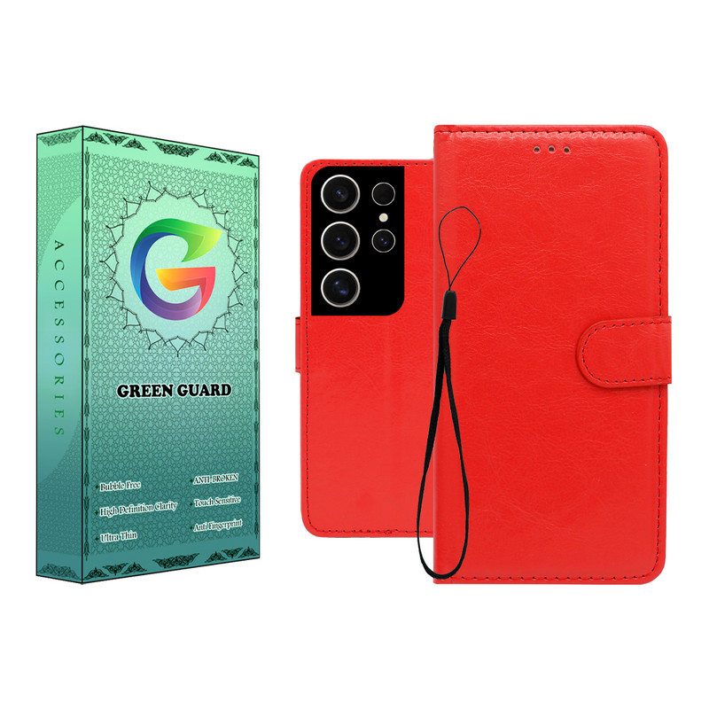 کیف کلاسوری گرین گارد طرح چرمی مدل Landing مناسب برای گوشی موبایل سامسونگ Galaxy S24 Ultra به همراه بند آویز