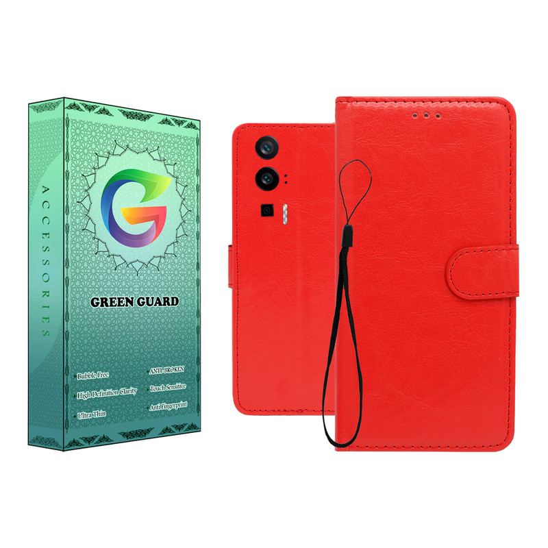 کیف کلاسوری گرین گارد طرح چرمی مدل Landing مناسب برای گوشی موبایل شیائومی Poco F5 Pro به همراه بند آویز