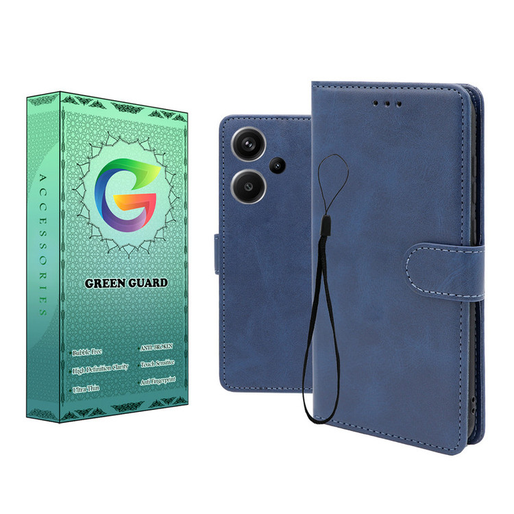 کیف کلاسوری گرین گارد طرح چرمی مدل Landing مناسب برای گوشی موبایل شیائومی Redmi Note 13 Pro Plus به همراه بند آویز
