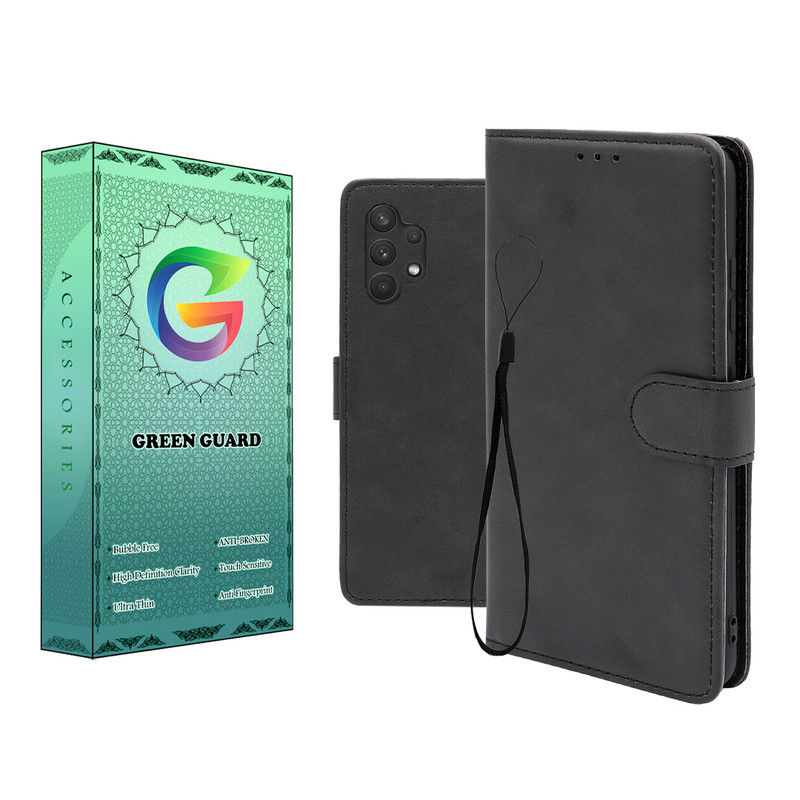 کیف کلاسوری گرین گارد طرح چرمی مدل Landing مناسب برای گوشی موبایل سامسونگ Galaxy A32 4G به همراه بند آویز
