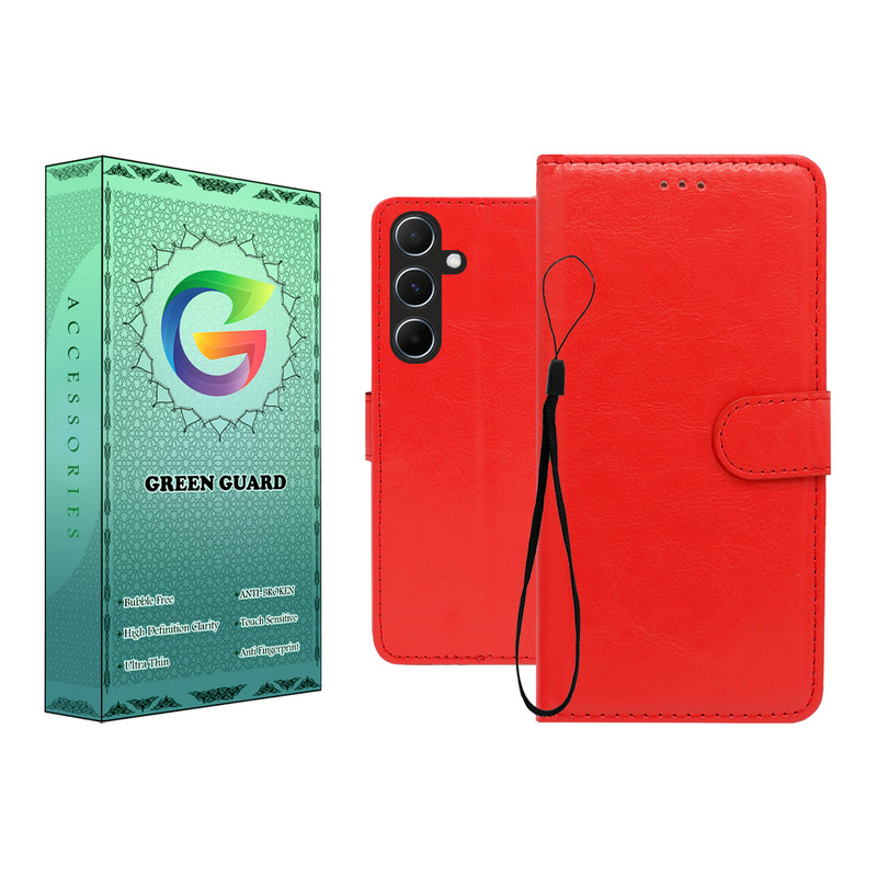 کیف کلاسوری گرین گارد طرح چرمی مدل Landing کد 04 مناسب برای گوشی موبایل سامسونگ Galaxy A56 به همراه بند آویز