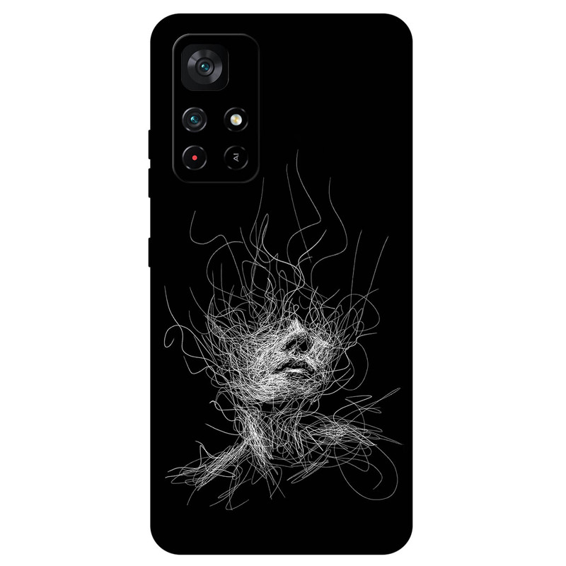 کاور مگافون طرح اسکچ صورت مدل 7423 مناسب برای گوشی موبایل شیائومی Poco M4 Pro 5G