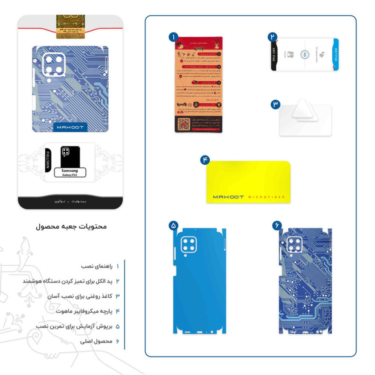 برچسب پوششی ماهوت مدل Blue_Printed_Circuit_Board-FullSkin مناسب برای گوشی موبایل سامسونگ Galaxy F22