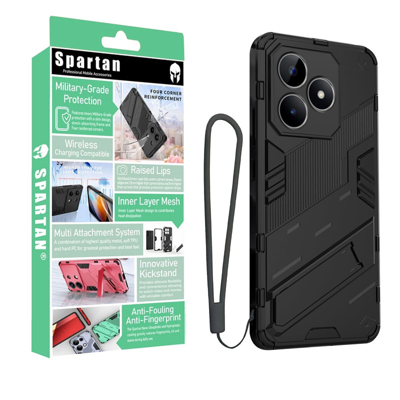 کاور اسپارتان مدل Bibercas Strap مناسب برای گوشی موبایل ریلمی Realme C51/ C53/ Note 50 4G به همراه بندآویز