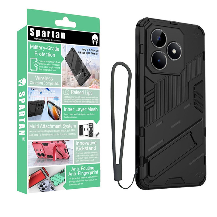 کاور اسپارتان مدل Bibercas Strap مناسب برای گوشی موبایل ریلمی Realme C51/ C53/ Note 50 4G به همراه بندآویز