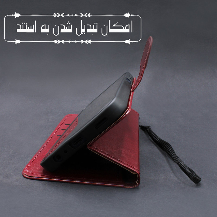 کیف کلاسوری لئون مدل Kiif مناسب برای گوشی موبایل سامسونگ Galaxy A13 4G به همراه بند آویز
