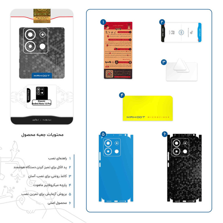 برچسب پوششی ماهوت مدل Honey-Comb-Circle-FullSkin مناسب برای گوشی موبایل شیائومی Redmi Note 13 Pro 5G