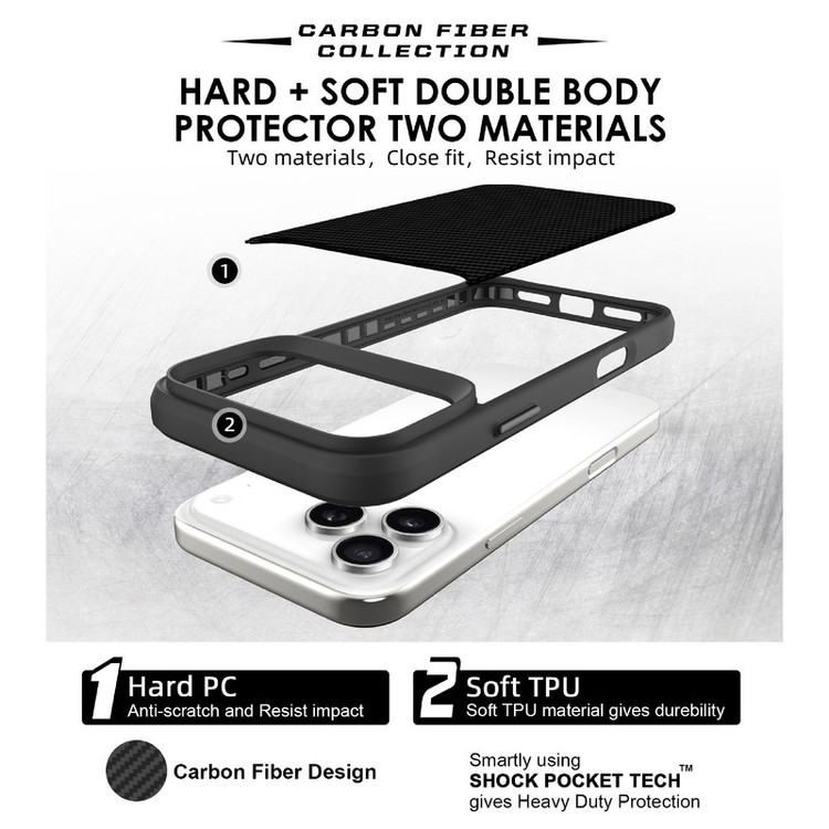 کاور سامورایی مدل Carbon Fiber مناسب برای گوشی موبایل اپل iPhone 17 Pro Max
