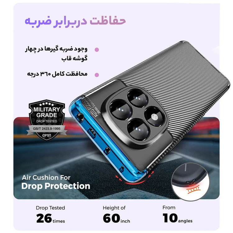 کاور بادی قاب مدل Carbon fiber_Note 14 pro مناسب برای گوشی موبایل شیائومی Redmi Note 14 Pro 4G / Redmi Note 14 Pro