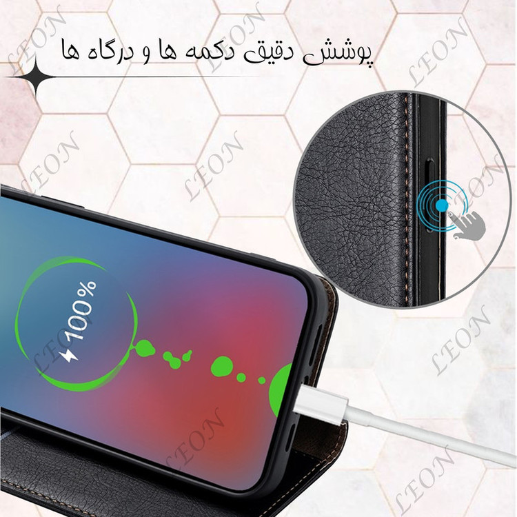 کیف کلاسوری لئون مدل Chanta Yo مناسب برای گوشی موبایل سامسونگ Galaxy A50 به همراه بندآویز
