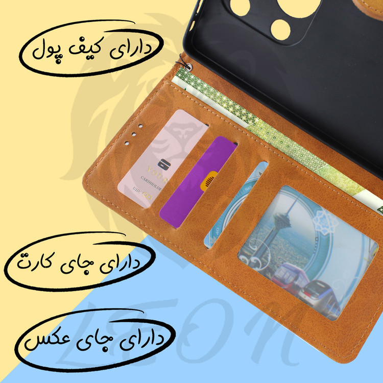 کیف کلاسوری لئون مدل Mek Yo مناسب برای گوشی موبایل هوآوی Y7P به همراه بند آویز