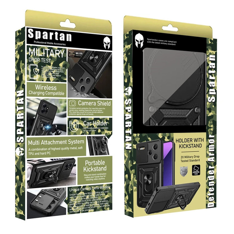 کاور اسپارتان مدل Defender Armor مناسب برای گوشی موبایل شیائومی Redmi Note 14 Pro 5G به همراه بندآویز و پاپ سوکت