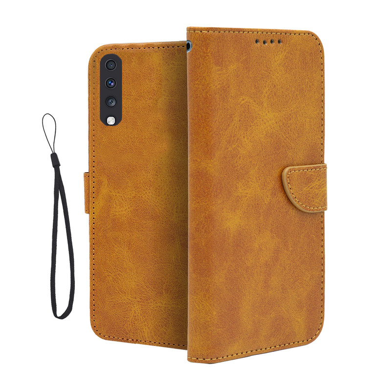 کیف کلاسوری مدل بنددار مناسب برای گوشی موبایل سامسونگ Galaxy A50 به همراه بندآویز