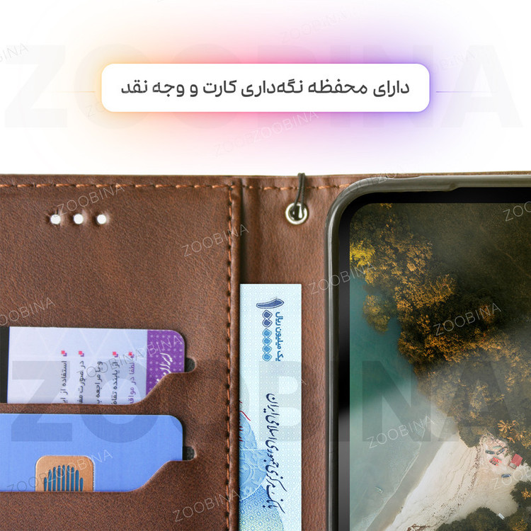 کیف کلاسوری زوبینا مدل Wood مناسب برای گوشی موبایل سامسونگ Galaxy Note 9 به همراه بند آویز