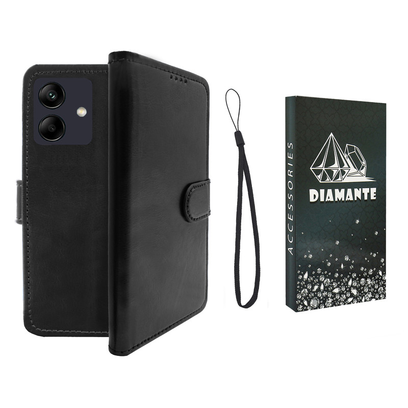 کیف کلاسوری دیامانته مدل KIif_1 BK مناسب برای گوشی موبایل سامسونگ Galaxy A05 به همراه بند آویز