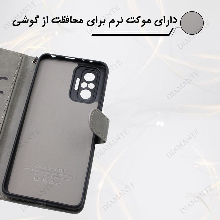 کیف کلاسوری دیامانته مدل gray Bk مناسب برای گوشی موبایل آنر X8B به همراه بند آویز