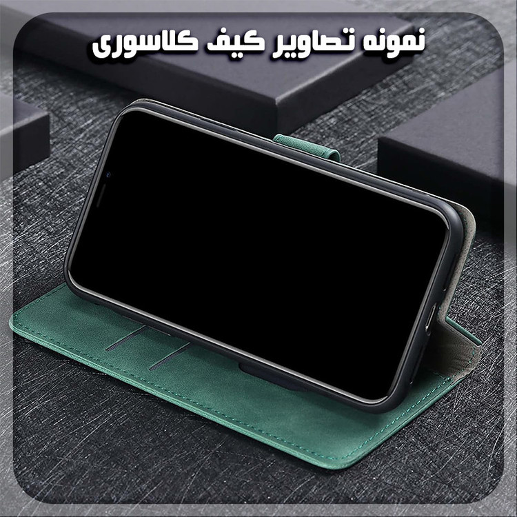 کیف کلاسوری قاب سیلور مدل لوکس مناسب برای گوشی موبایل سامسونگ Galaxy M51 به همراه بندآویز