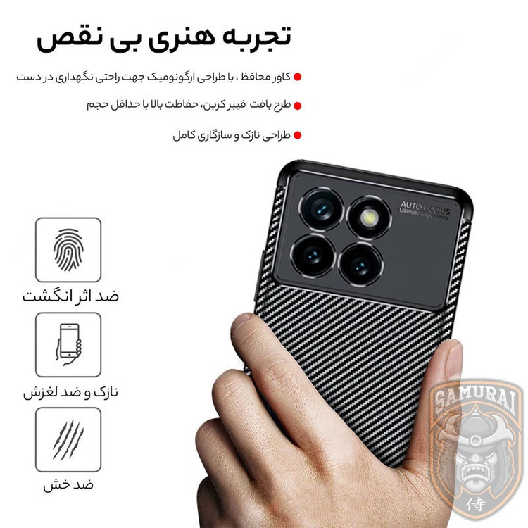 کاور بادی قاب مدل Carbon fiber_15c مناسب برای گوشی موبایل شیائومی Redmi 15C 4G / Poco C85
