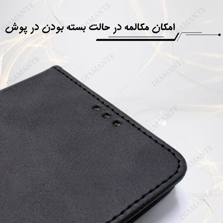 کیف کلاسوری دیامانته مدل Gray BK مناسب برای گوشی موبایل سامسونگ Galaxy J4 Core به همراه بندآویز