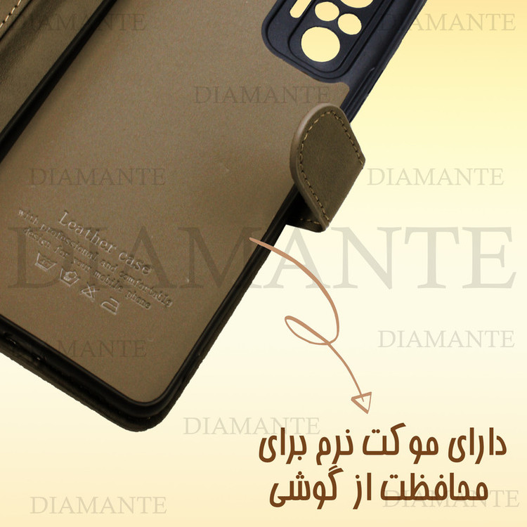 کیف کلاسوری دیامانته مدل Mokety Gn مناسب برای گوشی موبایل شیائومی Redmi Note 9 به همراه بندآویز