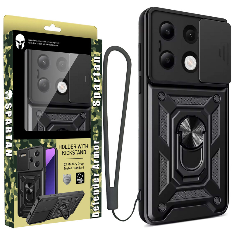 کاور اسپارتان مدل Defender Armor Strap مناسب برای گوشی موبایل شیائومی Redmi Note 13 Pro 4G به همراه بندآویز