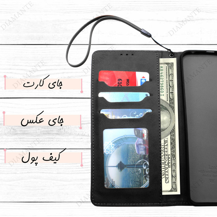 کیف کلاسوری دیامانته مدل Chanta Rd مناسب برای گوشی موبایل سامسونگ Galaxy A17 به همراه بندآویز