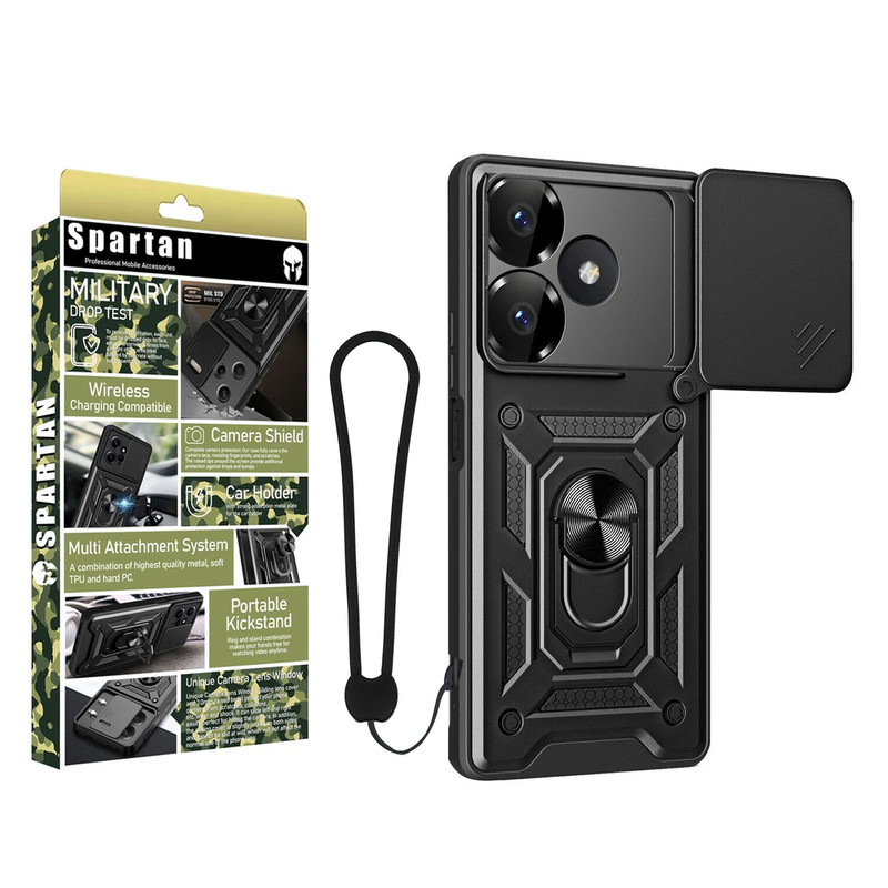 کاور اسپارتان مدل Defender Armor Strap مناسب برای گوشی موبایل شیائومی Redmi 13X/ Redmi 13 5G/ Poco M6 4G به همراه بندآویز