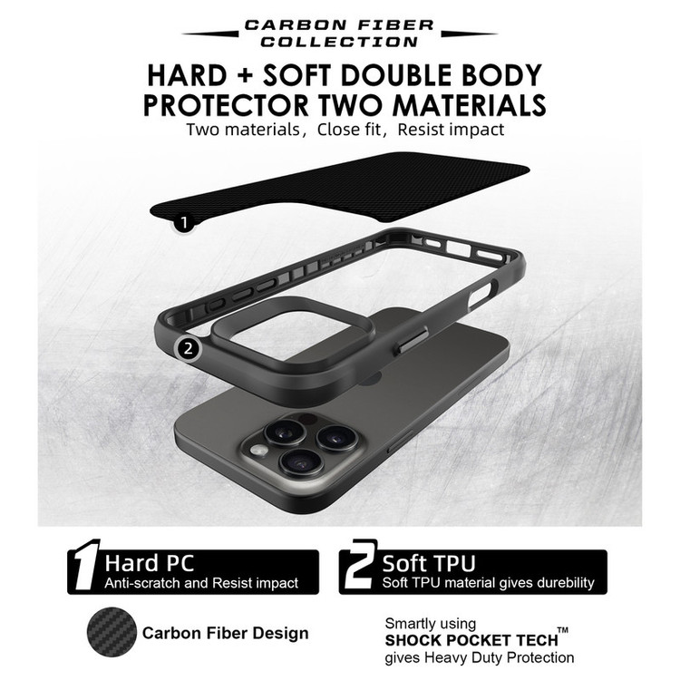 کاور سامورایی مدل Carbon Fiber مناسب برای گوشی موبایل اپل iPhone 16 Pro Max