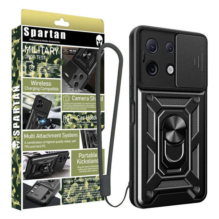کاور اسپارتان مدل Defender Armor Strap مناسب برای گوشی موبایل شیائومی Redmi Note 14s به همراه بندآویز