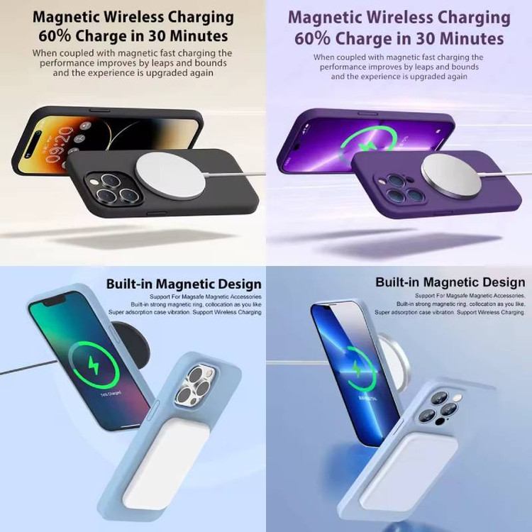 کاور قاب تام مدل سیلیکونی پاک کنی مگ سیف دار مناسب برای گوشی موبایل اپل iPhone 13 Pro