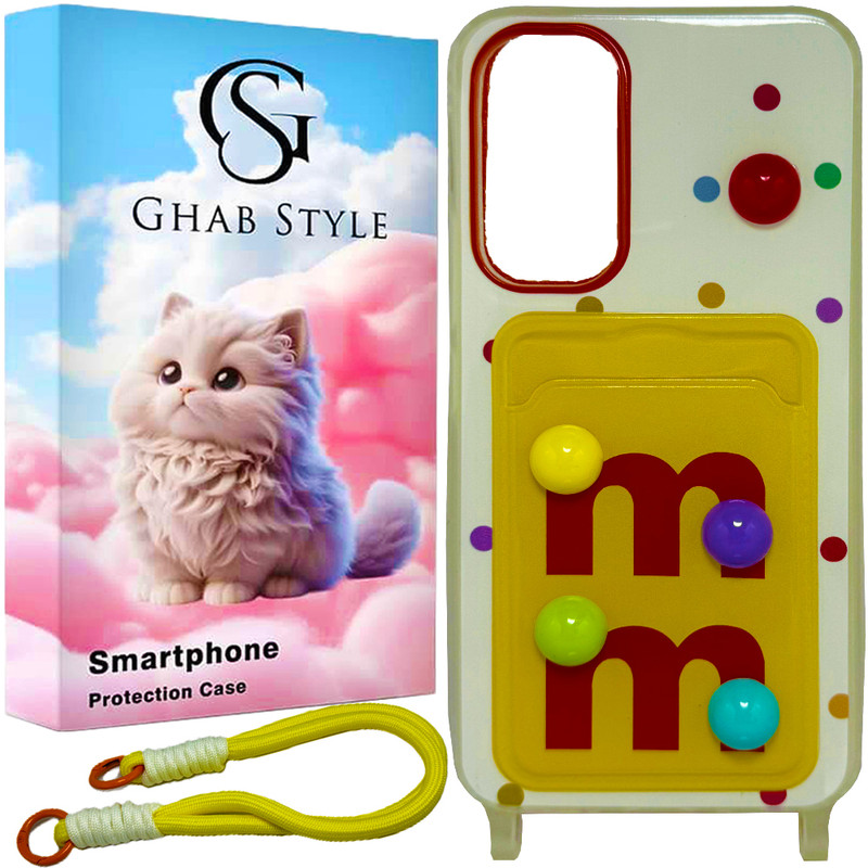 کاورقاب استایل مدل عروسکی برجسته M*M مناسب برای گوشی موبایل سامسونگ Galaxy A54 4G / A54 5G همراه با بند اویز