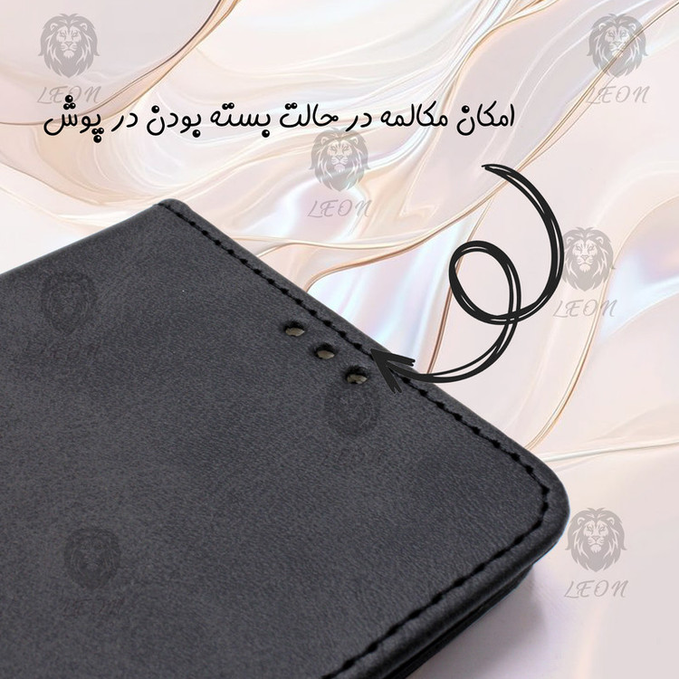 کیف کلاسوری لئون مدل Grigio مناسب برای گوشی موبایل ریلمی Narzo 50 به همراه بند آویز
